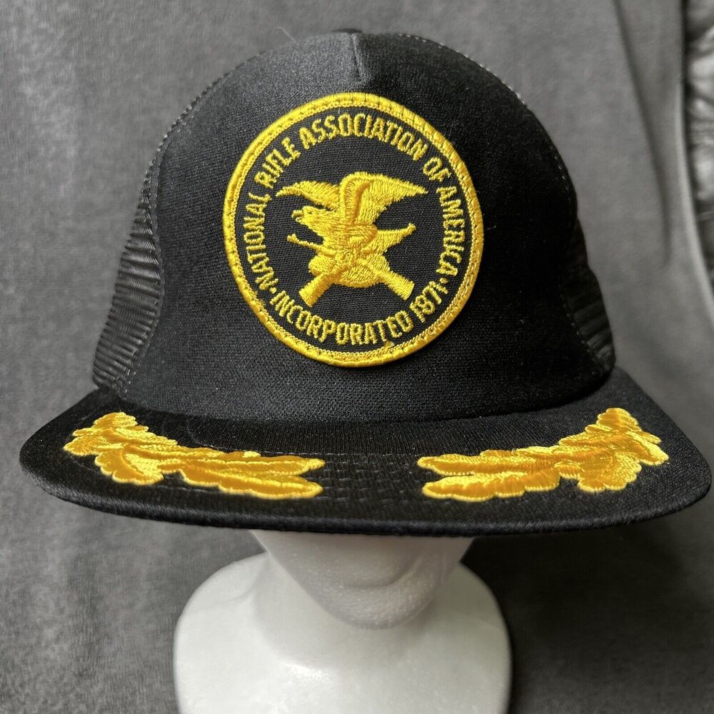 Vintage SnapBack Mesh Trucker Hat NRA Adjustable Cap USA Black